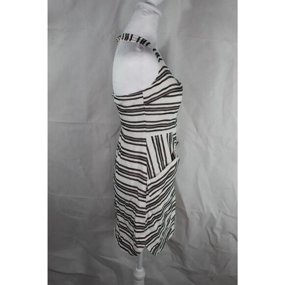 ALC Hudson Halter Mini Dress Stripe Pockets White Black *Altered* As Is Size 4 - Picture 10 of 11